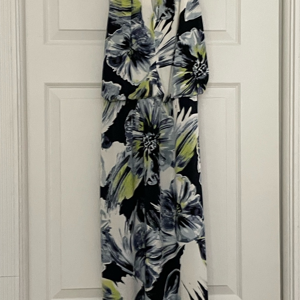 Chico’s Sz 0=4/6 blue/green halter style flowy dress. Drapey lightweight fabric